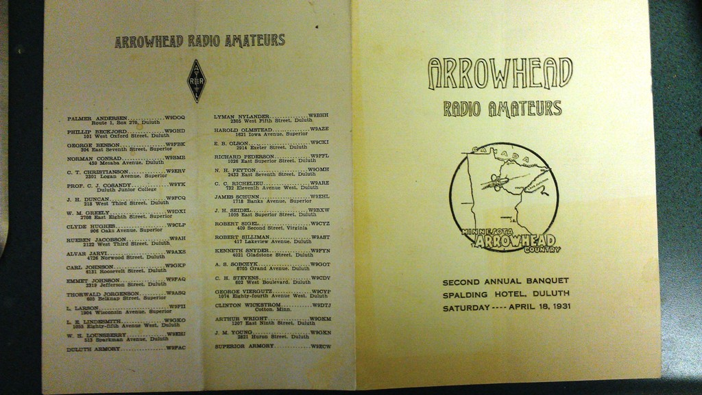 This is the front and back covers of the 2nd annual ARAC banquet.  A complete listing of the original members is shown.